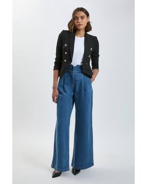 Karen Millen Denim Wide Leg Trousers - Blue