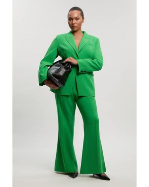 Karen Millen Plus Size Compact Stretch Single Breasted Tailored Blazer - Green