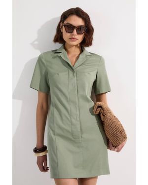 Karen Millen Soft Structured Tailored Shirt Mini Dress - Green