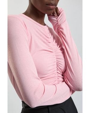 Karen Millen Crepe Jersey Ruche Front Top - Pink