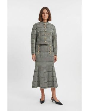 Karen Millen Petite Tailored Check High Neck Jacket - Grey