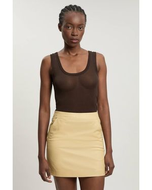 Karen Millen Forever Leather Mini Skirt - Natural