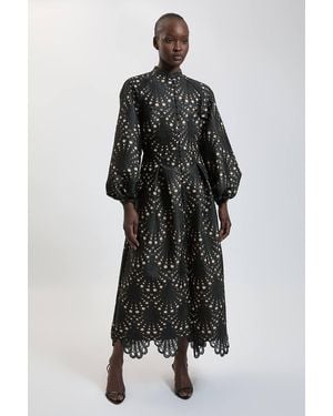 Karen Millen Bonded Lace Shirt Dress - Black