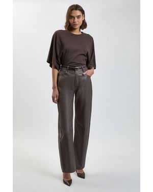 Karen Millen Metallic Denim Coated Barrel Jeans - Brown