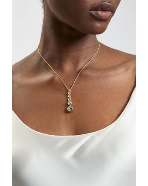 Karen Millen Crystal Flow Pendant Necklace - Brown