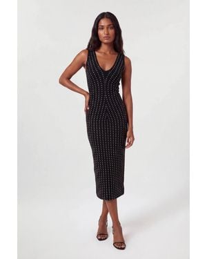 Karen Millen All Over Studded Detail Knitted Midi Dress - Black