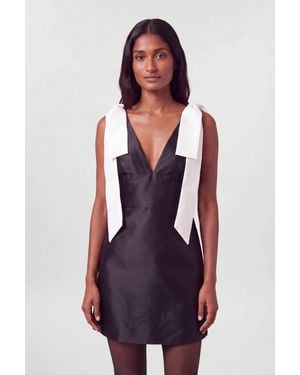Karen Millen Contrast Tie Shoulder Twill Mini Dress - Purple