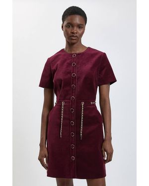 Karen Millen Tailored Velvet Button Through Mini Dress