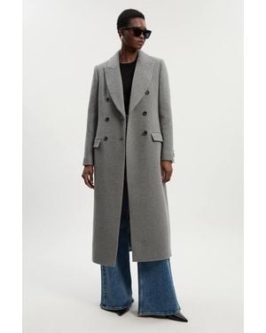 Karen Millen Wool Double Breasted Tailored Midi Coat - Grey