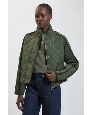 Karen Millen Quilted Tipped Detail Short Coat - Green
