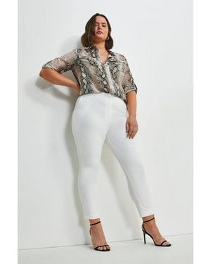 Karen Millen Plus Size Essential Techno Woven Trouser - White