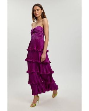 Karen Millen Pleated Tiered Maxi Dress - Purple