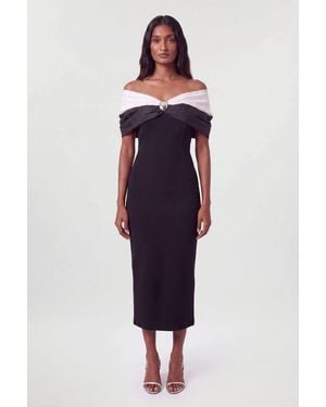 Karen Millen Taffeta Bardot Figure Form Maxi Dress - Blue