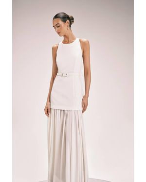 Karen Millen Pleated Skirt Detail Belted Maxi Dress - Pink