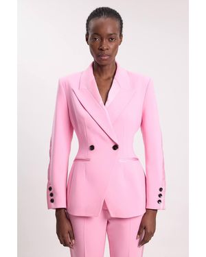 Karen Millen Compact Stretch Sculpted Waist Tailored Blazer - Pink