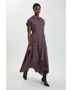 Karen Millen Check Tailored Dress - Purple