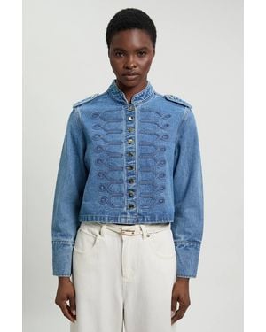 Karen Millen Denim Military Jacket - Blue