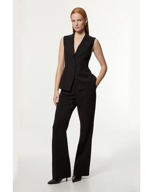 Karen Millen Compact Stretch Essential Tailored Straight Leg Trouser - Black