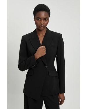 Karen Millen Compact Viscose Single Breasted Tailored Blazer - Black