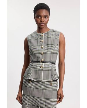 Karen Millen Tailored Check Belted Peplum Jacket - Multicolour