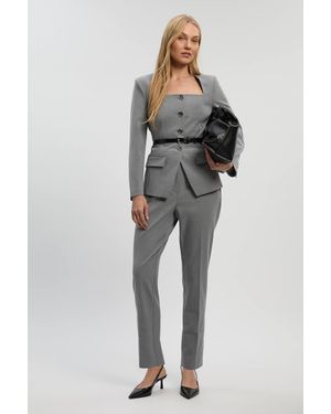 Karen Millen Petite Tailored Marl Slim Leg Trouser - Grey