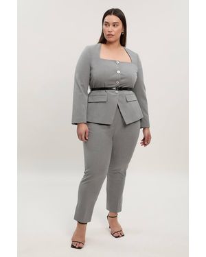 Karen Millen Plus Size Tailored Marl Slim Leg Trouser - Grey