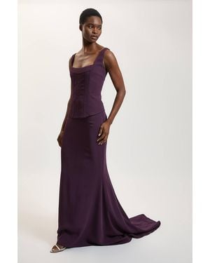 Karen Millen Compact Viscose Fishtail Maxi Skirt - Purple