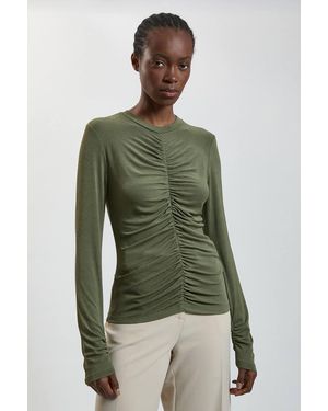Karen Millen Crepe Jersey Ruche Front Top - Green