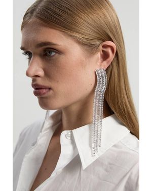 Karen Millen Diamante Drop Earrings - Brown