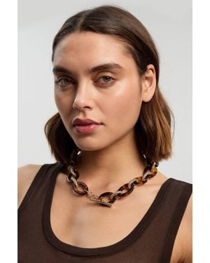 Karen Millen Acrylic Chain Woven Link Necklace - Black