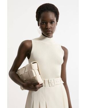 Karen Millen Forever Viscose Blend Rib Knit Vest Top - Natural