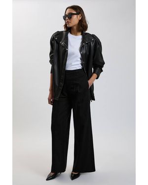 Karen Millen Denim Seam Detail Wide Leg Jeans - Black