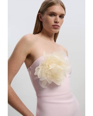 Karen Millen Figure Form Bandage Rosette Knit Midi Dress - Pink