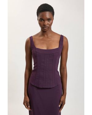 Karen Millen Compact Viscose Corset Top - Purple