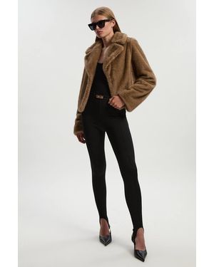 Karen Millen Faux Fur Cropped Jacket - Natural