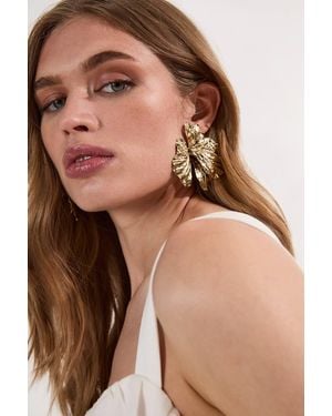 Karen Millen Floral Stud Earrings - Natural