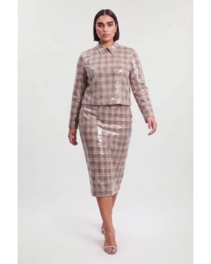 Karen Millen Plus Size Sequin Tailored Belted Midi Skirt