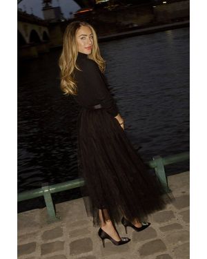Karen Millen Tulle Woven Maxi Skirt - Black