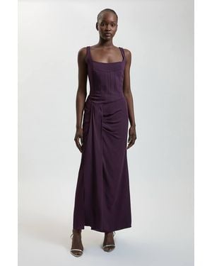 Karen Millen Compact Viscose Corset Maxi Dress - Purple