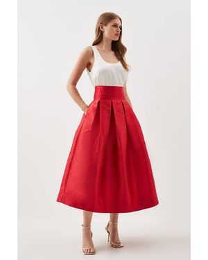 Karen Millen Forever Twill Woven Prom Maxi Skirt - Red