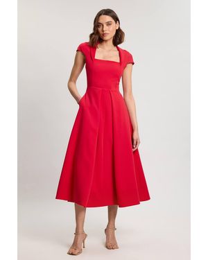 Karen Millen Square Neck Tailored Full Skirted Maxi Dress