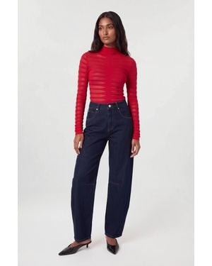 Karen Millen Textured Geo Knitted Viscose Top With Cuff Splits