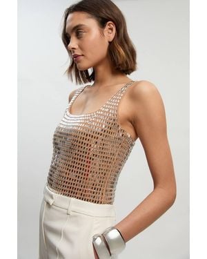 Karen Millen Premium Crystal Embellished Top - White