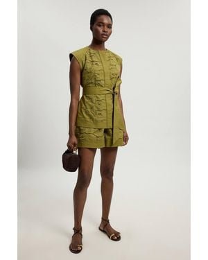 Karen Millen Cutwork Cotton Woven Shorts - Green