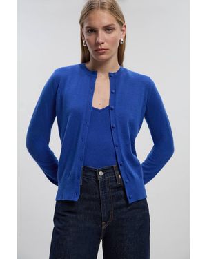 Karen Millen Wool Blend Cardigan Jumper - Blue