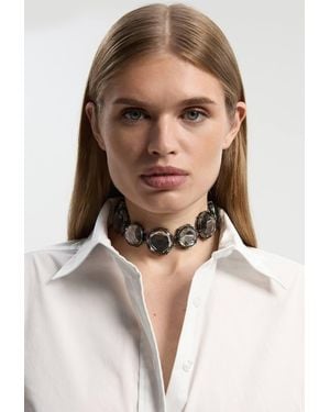 Karen Millen Crystal Look Chunky Choker - Grey
