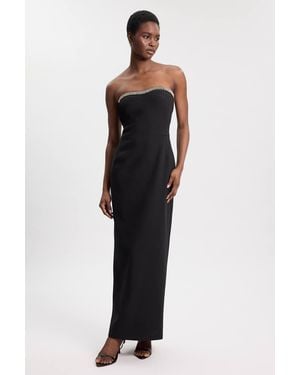 Karen Millen Soft Tailored Crepe Embellished Bandeau Midi Dress - Black
