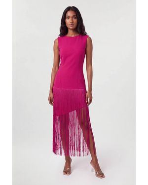 Karen Millen Figure Form Bandage Tassel Hem Knitted Dress - Pink