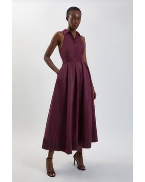 Karen Millen Petite Organza Collared Maxi Dress - Purple