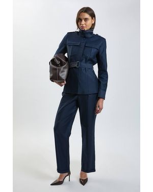 Karen Millen Stretch Twill Tailored Trouser - Blue